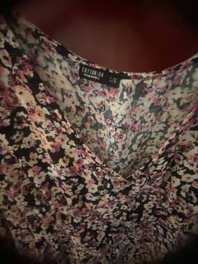 Cotton On Floral V-Neck Short Sleeve Empire Waist Blouse